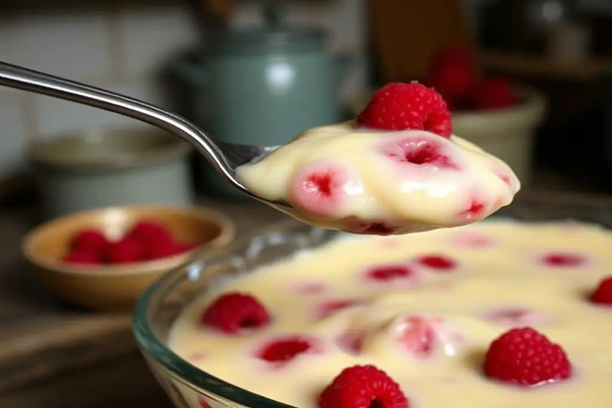 Old fashioned raspberry custard