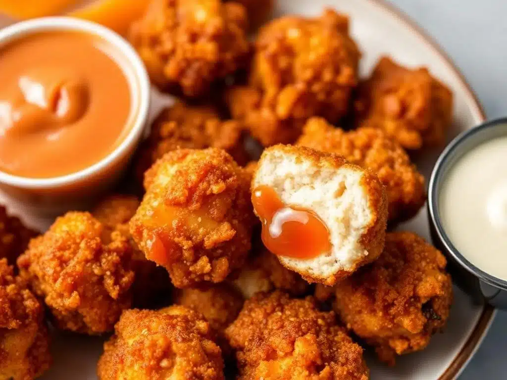 Air-fried chicken bites, crispy chicken bites, healthy chicken nuggets